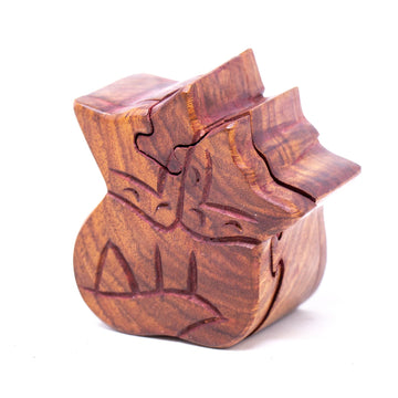Fox Couple Sheesham Wood Carved Puzzle Box