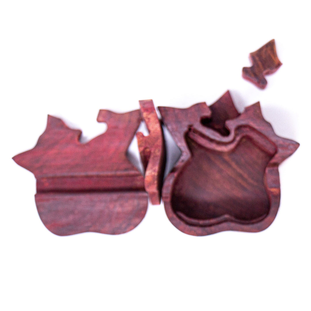 Fox Couple Sheesham Wood Carved Puzzle Box