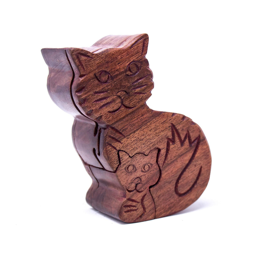 Mama and Kitten Sheesham Wood Puzzle Box