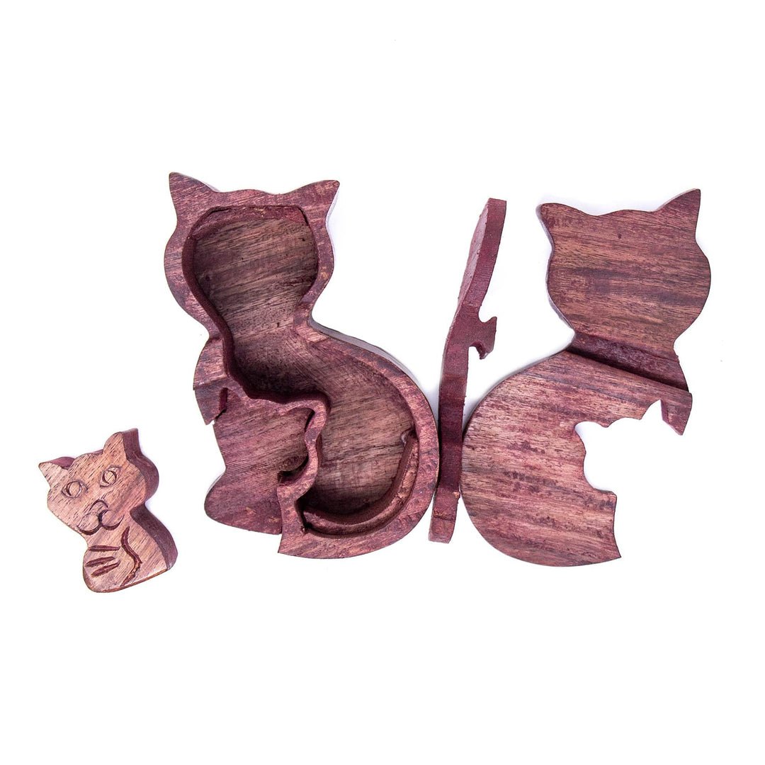 Mama and Kitten Sheesham Wood Puzzle Box