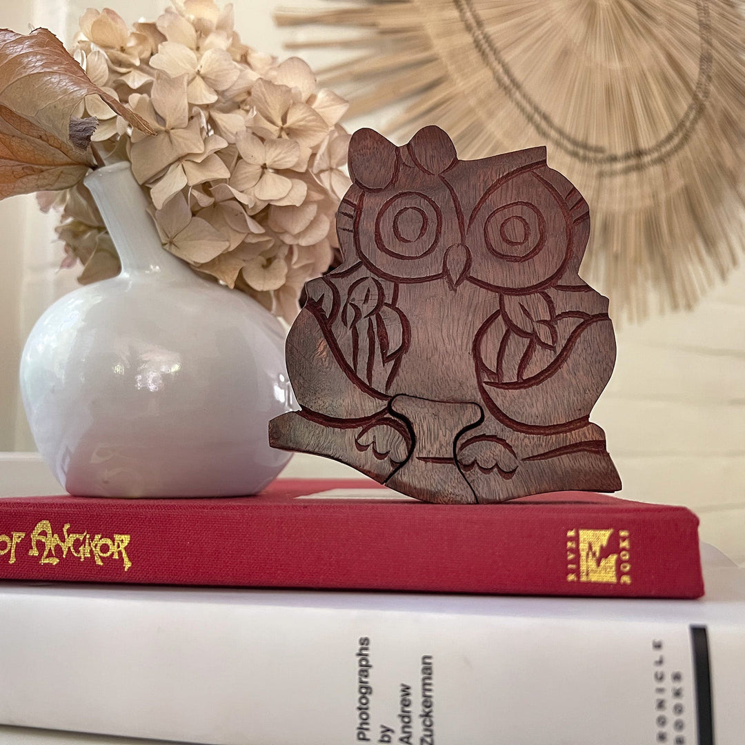 Mama Owl with Babies Sheesham Wood Puzzle Box