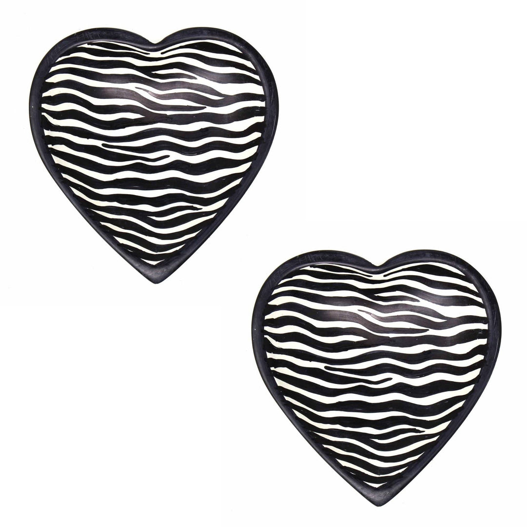 Soapstone Heart Bowl Modern Design - Small - Set of 2 - Zebra Pattern
