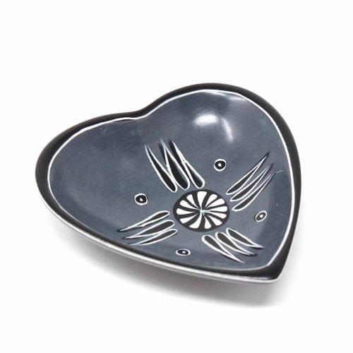 Soapstone Heart Bowl Traditional Design - Small - Set of 2 - Grey