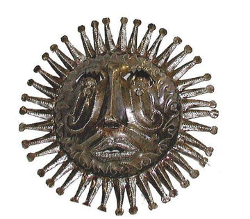 Haitian Metal Steel Drum Sun Face in Natural