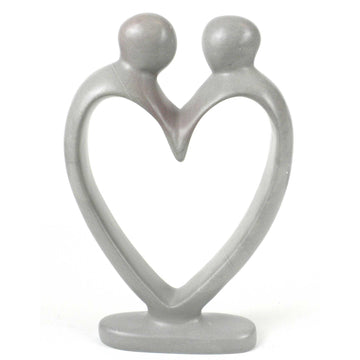 Handcrafted Soapstone Lover's Heart Sculpture - White