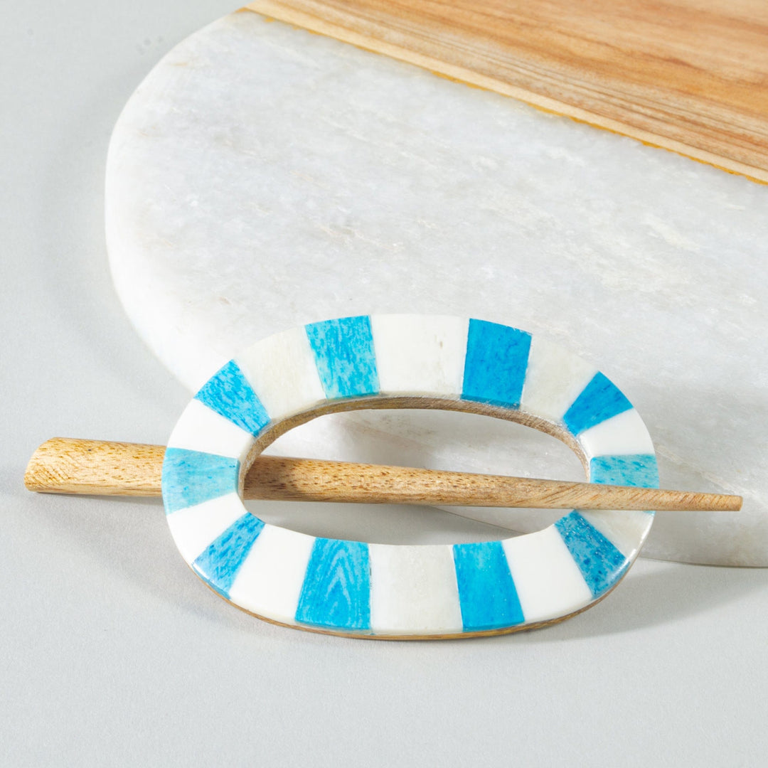 Bone Inlay Hair Pin - Turquoise