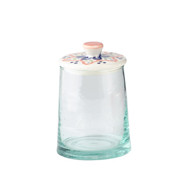 Ceramic Top Beldi Glass Container - Tall