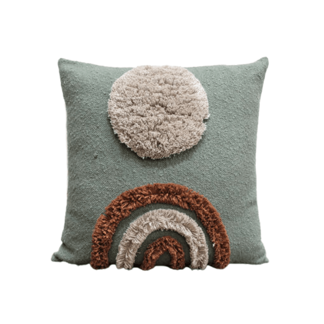 Woven Blue Cotton Shaggy Cushion Cover