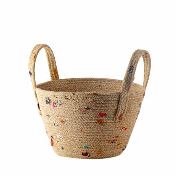 Jute & Recycled Oval Basket - Large