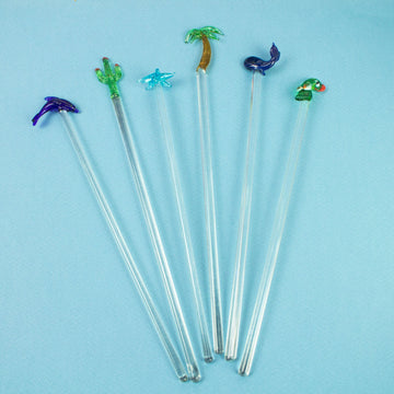 Tropical Glass Stirrers - Set of 6
