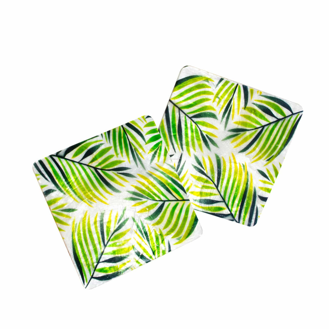Palm Leaf Capiz Coasters - Set of 2