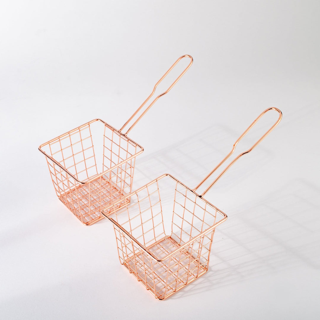 Rose Gold Fry Basket & Condiment Cup Set