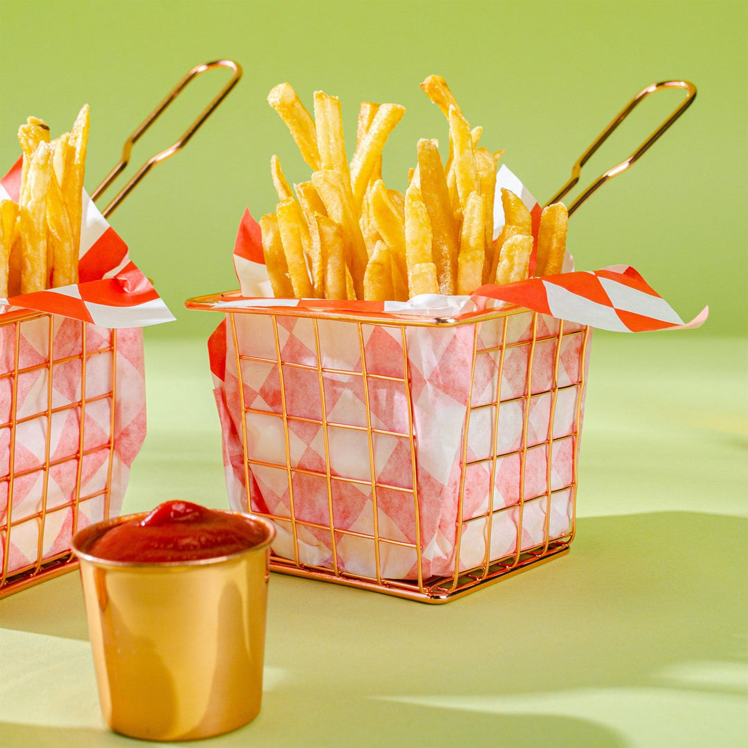 Rose Gold Fry Basket & Condiment Cup Set