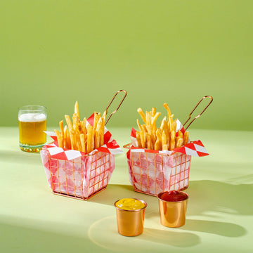Rose Gold Fry Basket & Condiment Cup Set