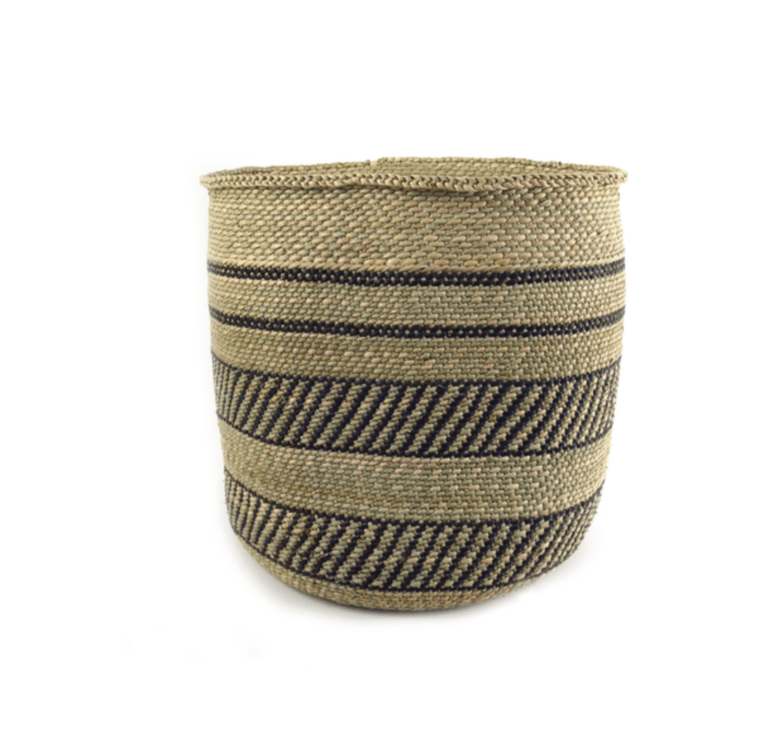 Iringa Traditional Large Basket - Black Stripe