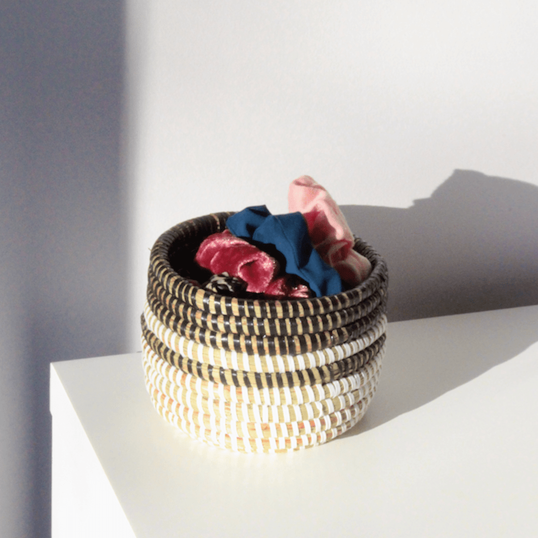 Senegalese Extra Small Basket - Black Stripe