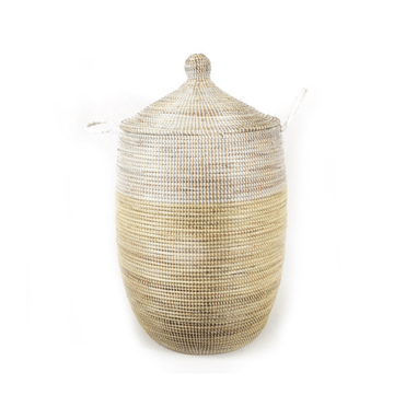 Senegalese Basket - Large Hamper Natural + White
