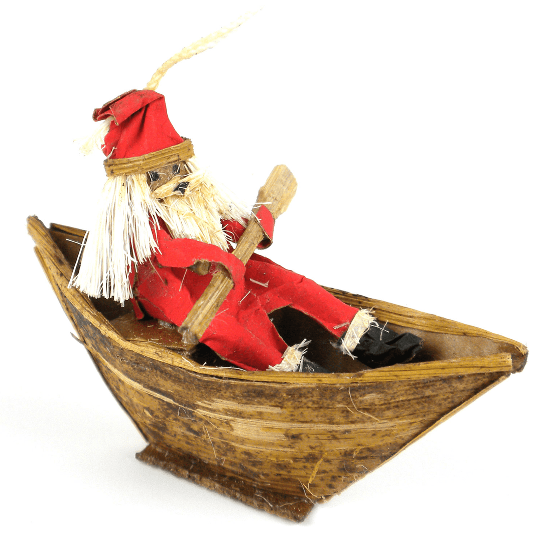 Banana Fiber Ornament - Santa in a Boat