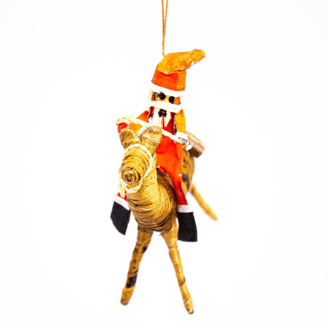 Banana Fiber Ornament - Santa on a Camel