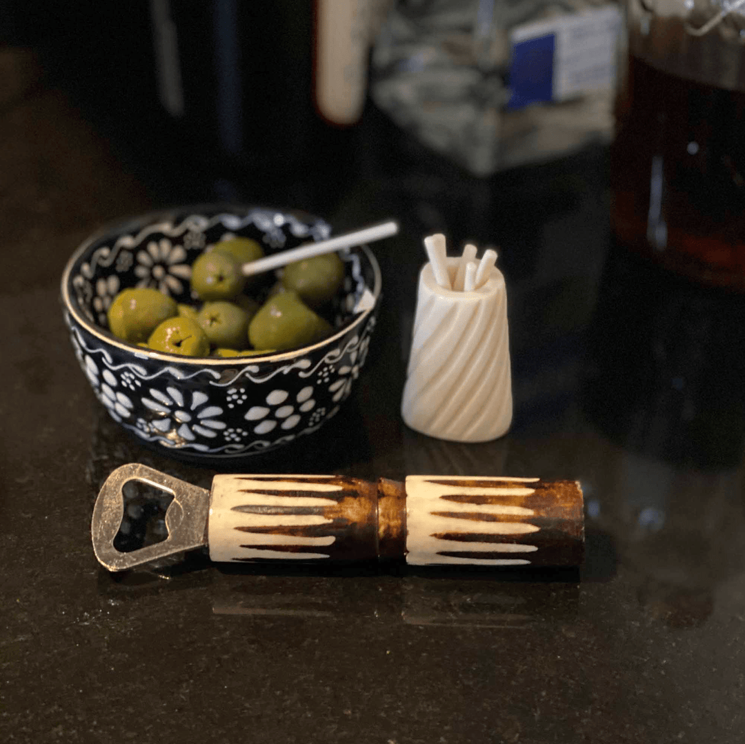 Cocktail Picks & Jar - Natural Bone