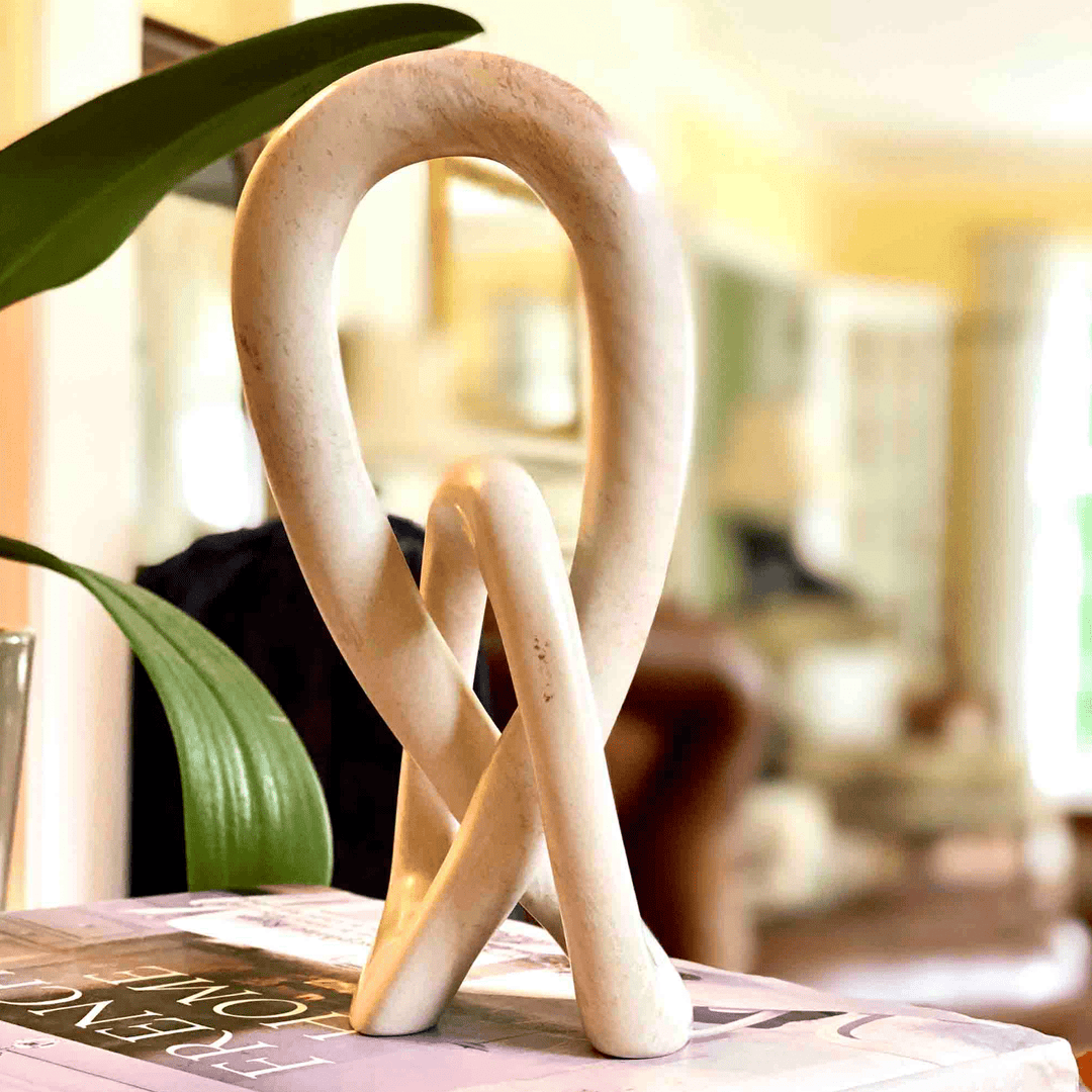 Soapstone Eternal Love Knot Sculpture - 10 inch - Natural Stone