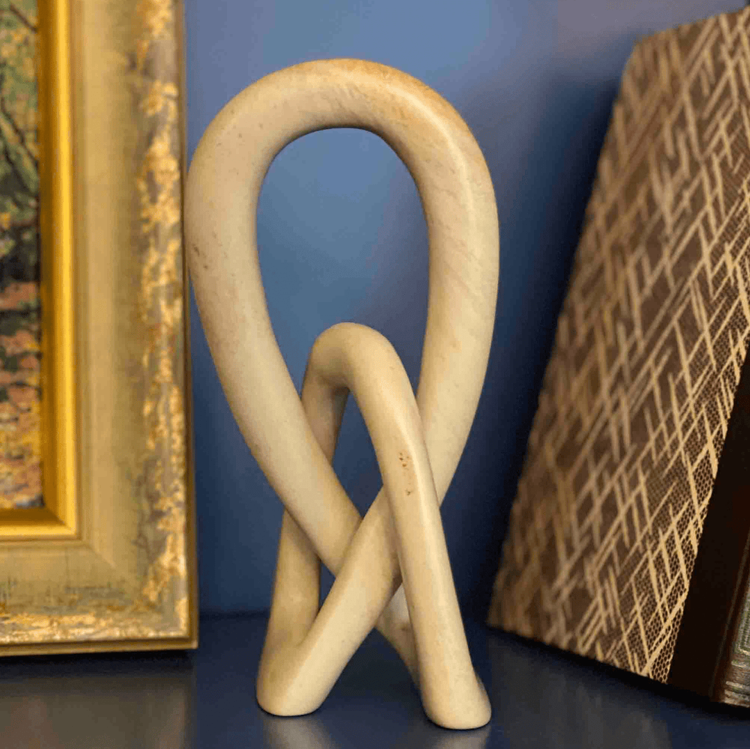Soapstone Eternal Love Knot Sculpture - 10 inch - Natural Stone