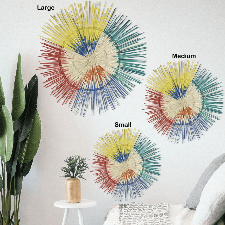 Large 3D Sun Plate Palm Wall Sculpture