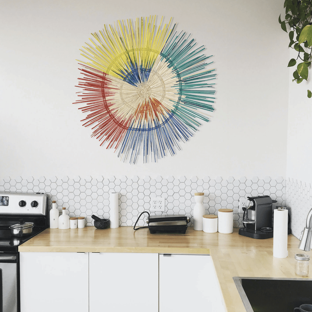 Medium 3D Sun Plate Palm Wall Sculpture