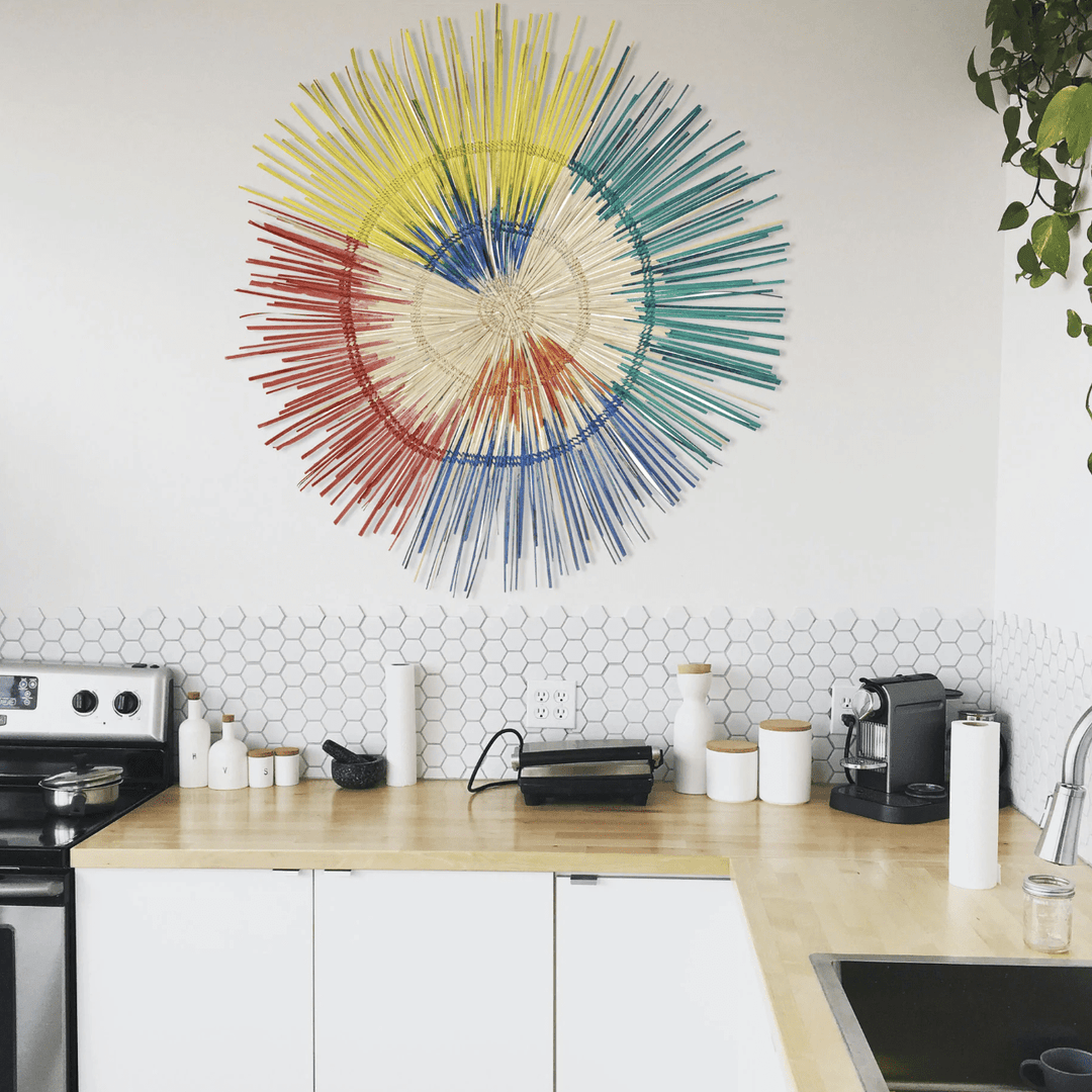 Large 3D Sun Plate Palm Wall Sculpture