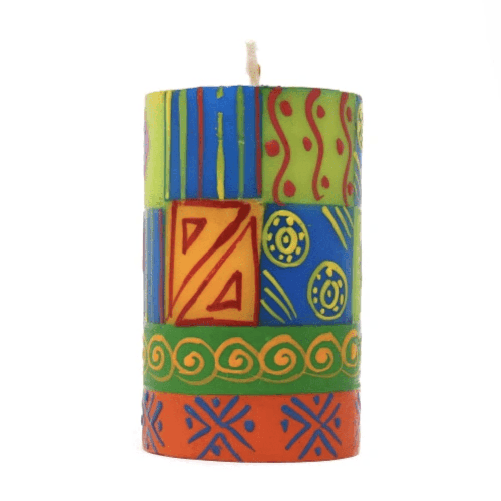 Handpainted Pillar Candles - Shahida Design - 4 inch