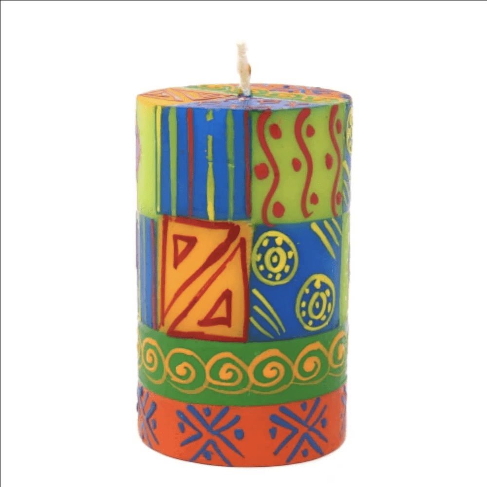 Handpainted Pillar Candles - Shahida Design - 4 inch