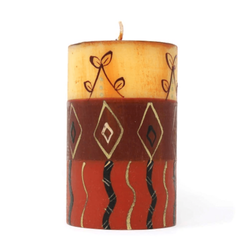 Handpainted Pillar Candles - Bongazi Design - 4 inch