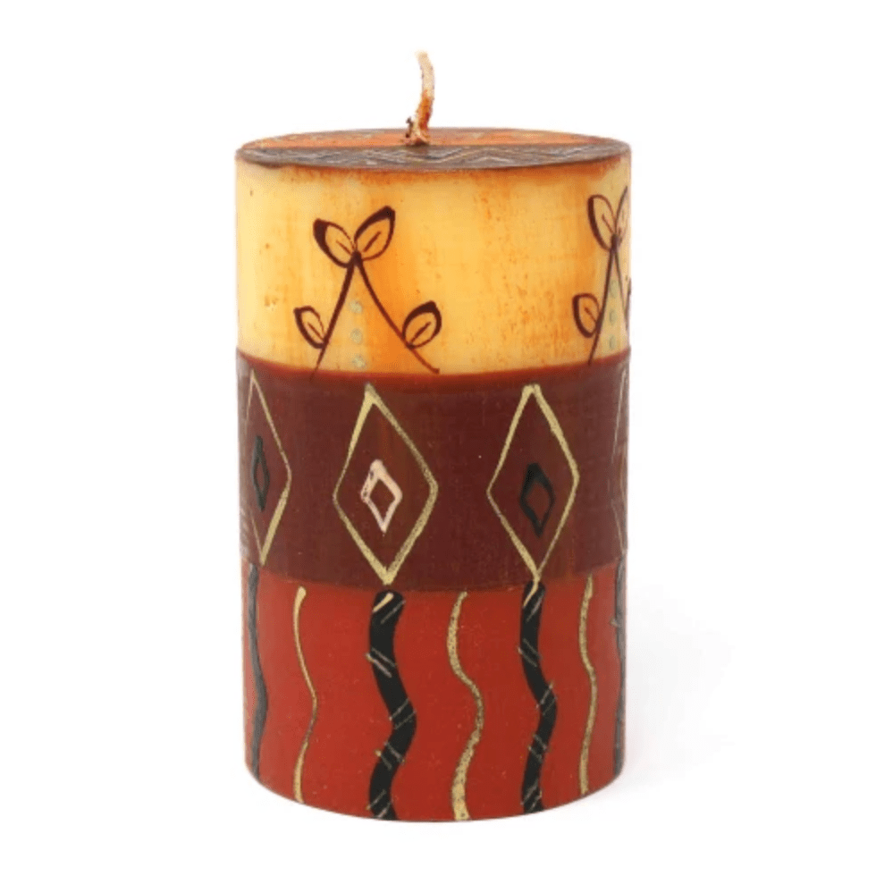 Handpainted Pillar Candles - Bongazi Design - 4 inch