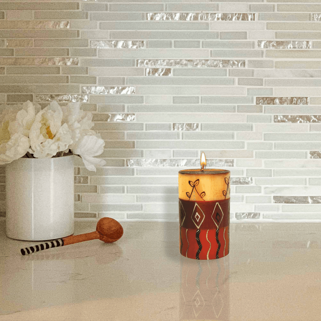 Handpainted Pillar Candles - Bongazi Design - 4 inch