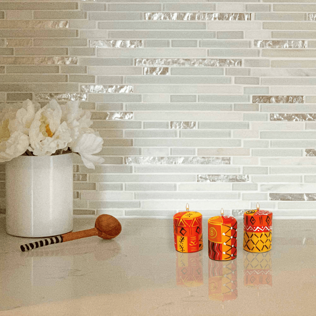 Handpainted Votive Candles - Zahabu Design - Set of 3