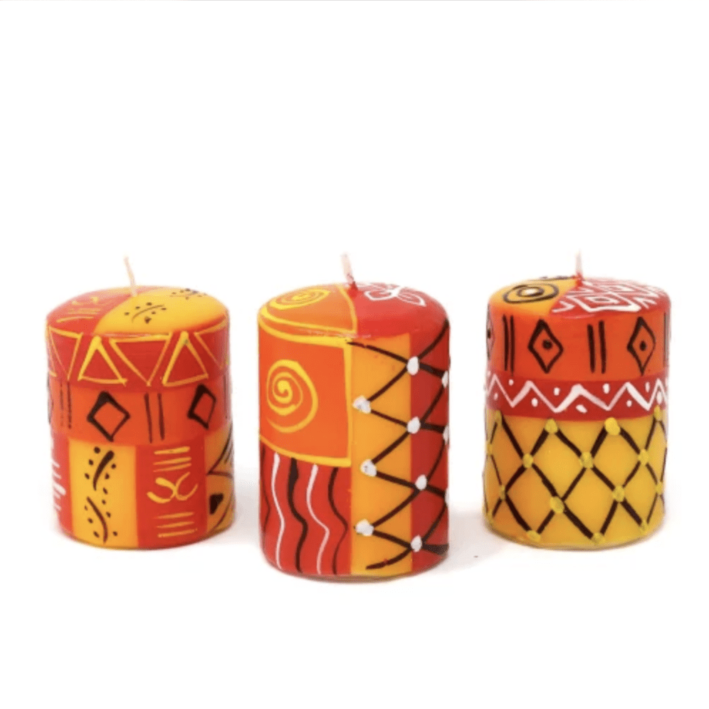 Handpainted Votive Candles - Zahabu Design - Set of 3