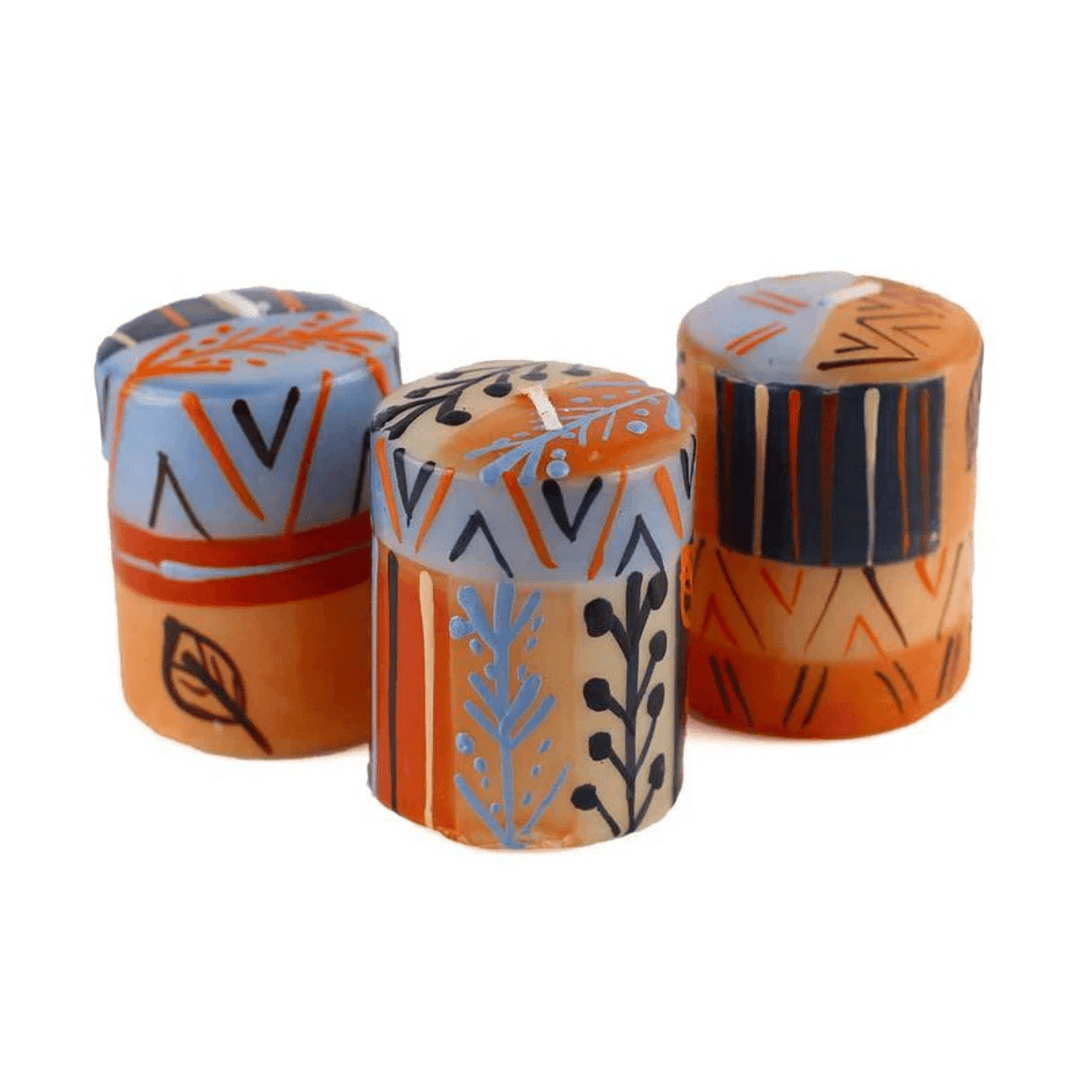 Handpainted Votive Candles - Uzushi Design - Set of 3