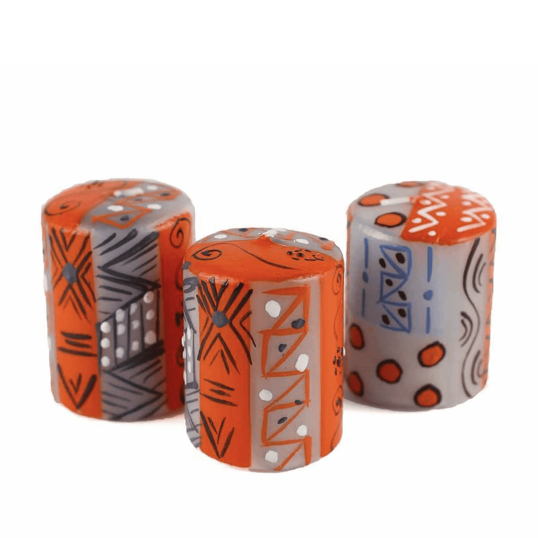 Handpainted Votive Candles - Kukomo Design - Set of 3