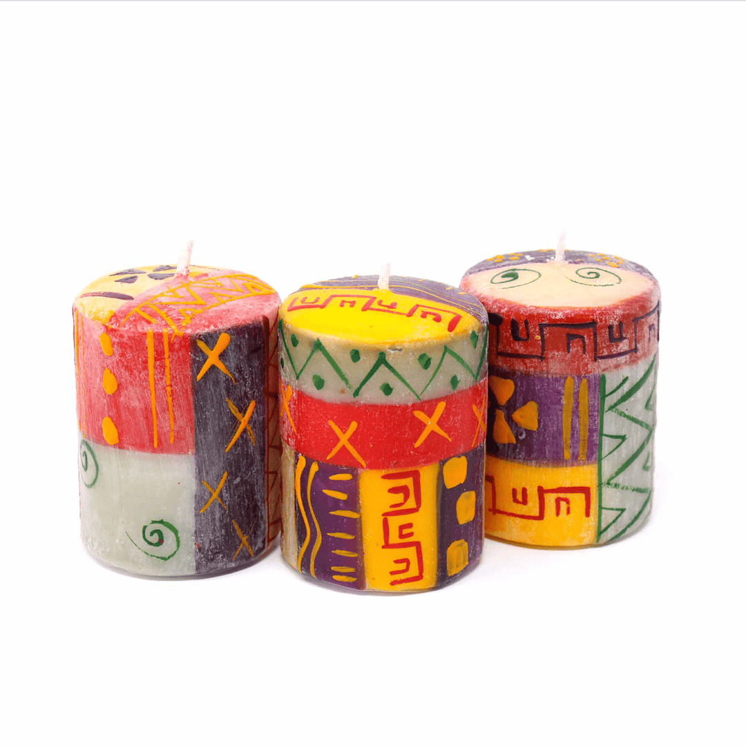 Handpainted Votive Candles - Indabuko Design - Set of 3