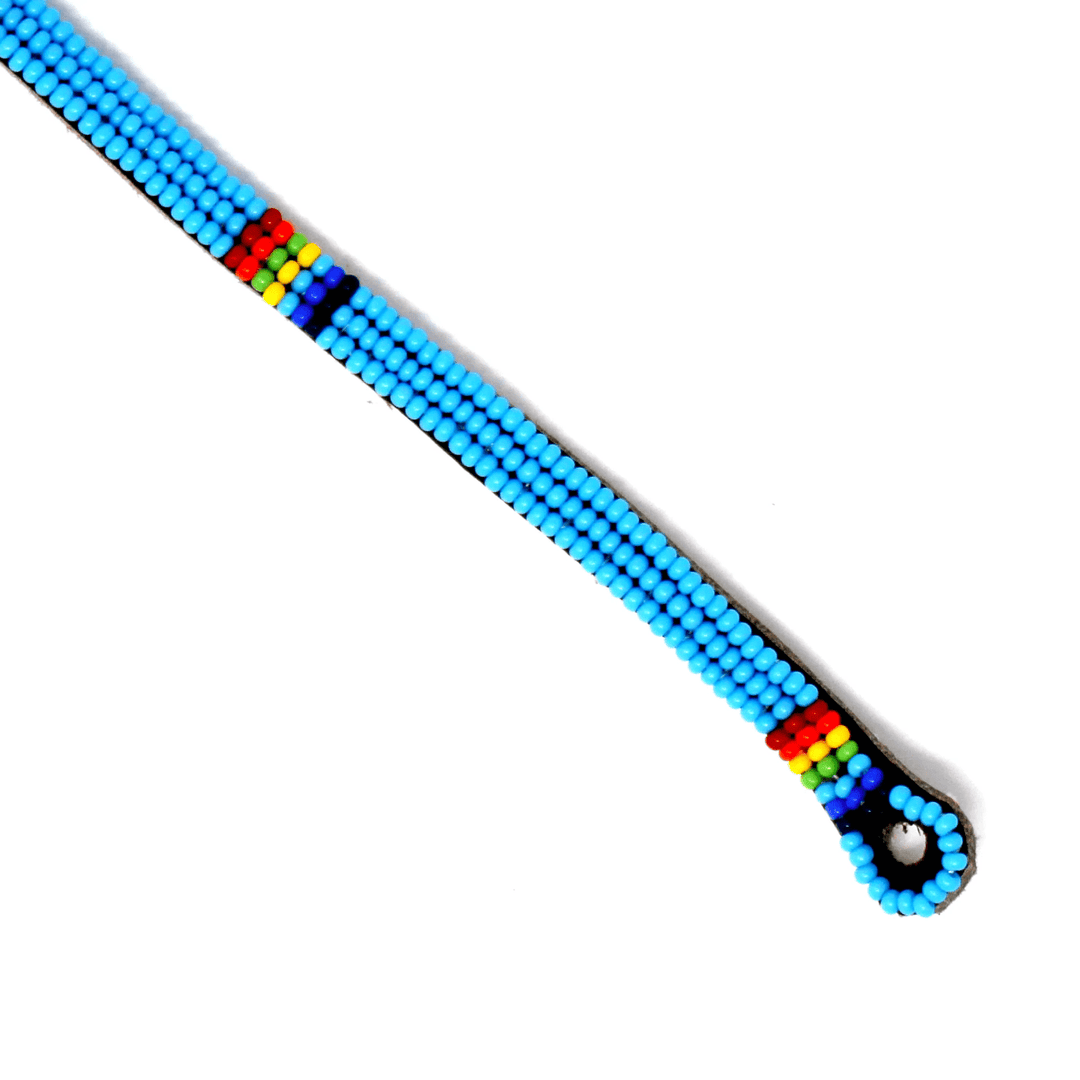 Maasai Bead Unisex Leather Wrap Bracelet - Turquoise
