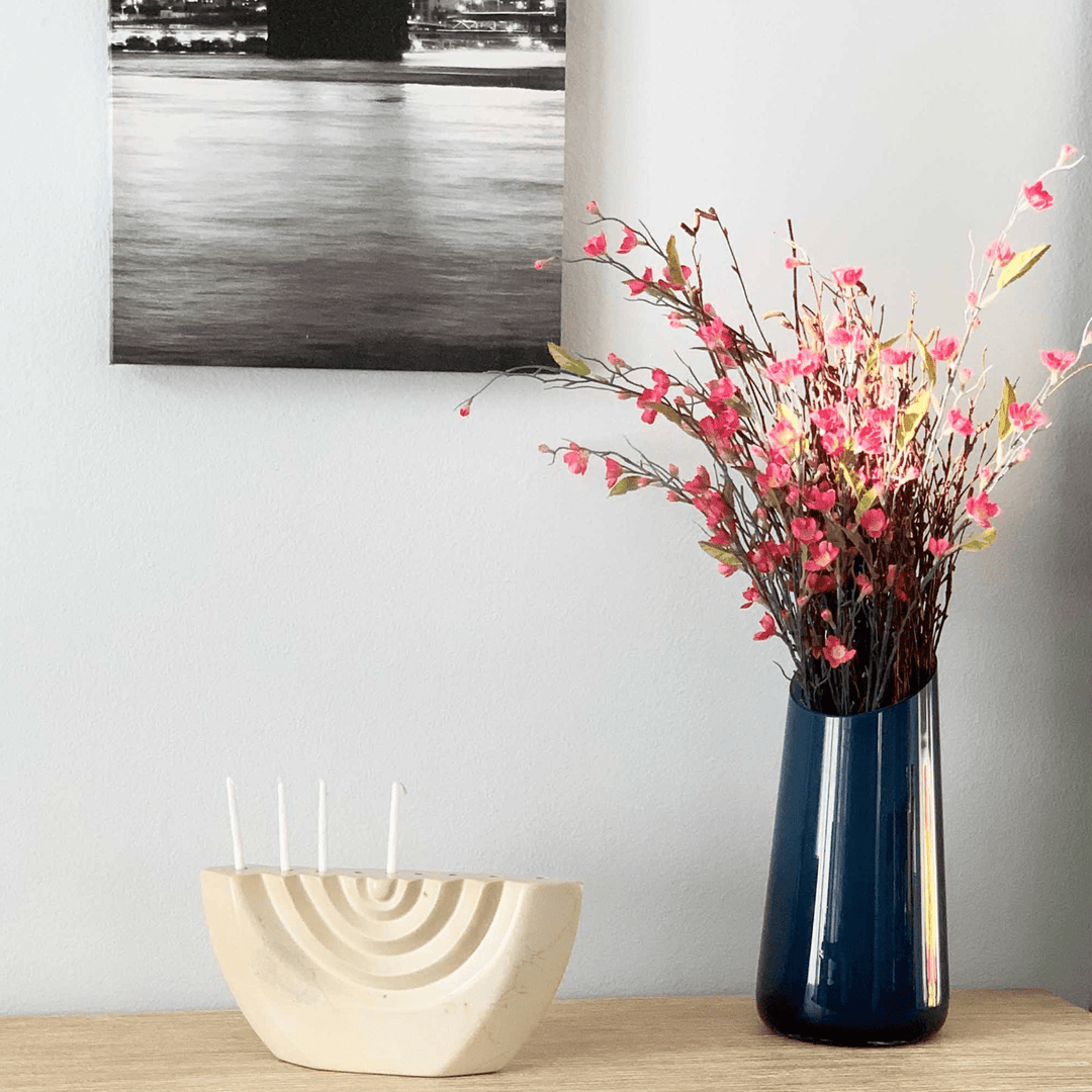Soapstone Menorah - Natural Stone