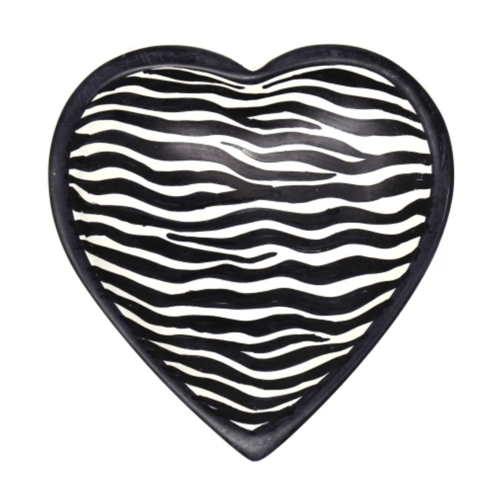Soapstone Heart Bowl - Medium - Zebra Pattern