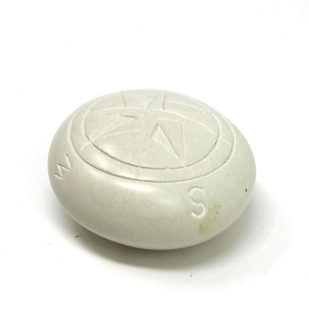 Soapstone Compass Sculpture/Paper Weight - Natural Stone