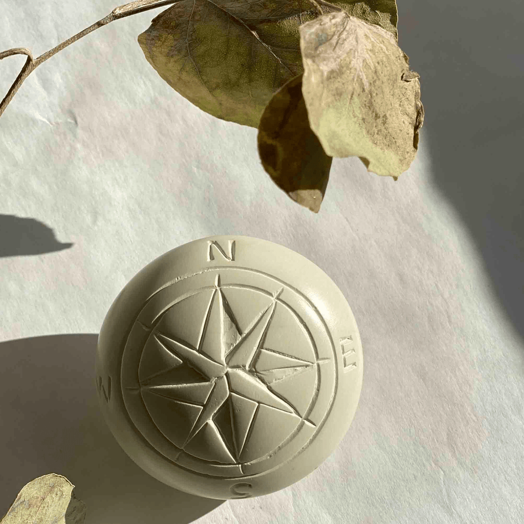 Soapstone Compass Sculpture/Paper Weight - Natural Stone