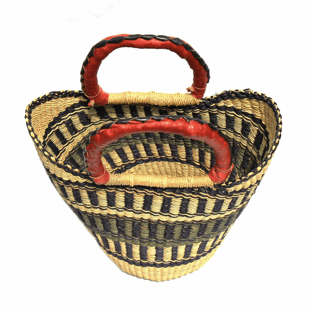 Medium Bolga Tote with Leather Handles - Neutral - Assorted