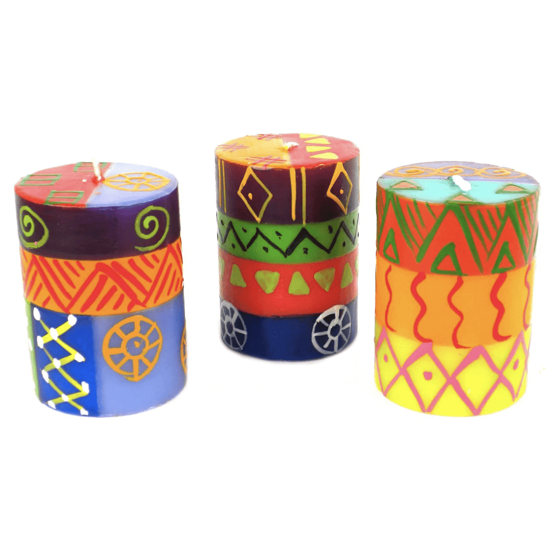 Handpainted Votive Candles - Shahida Design - Set of 3