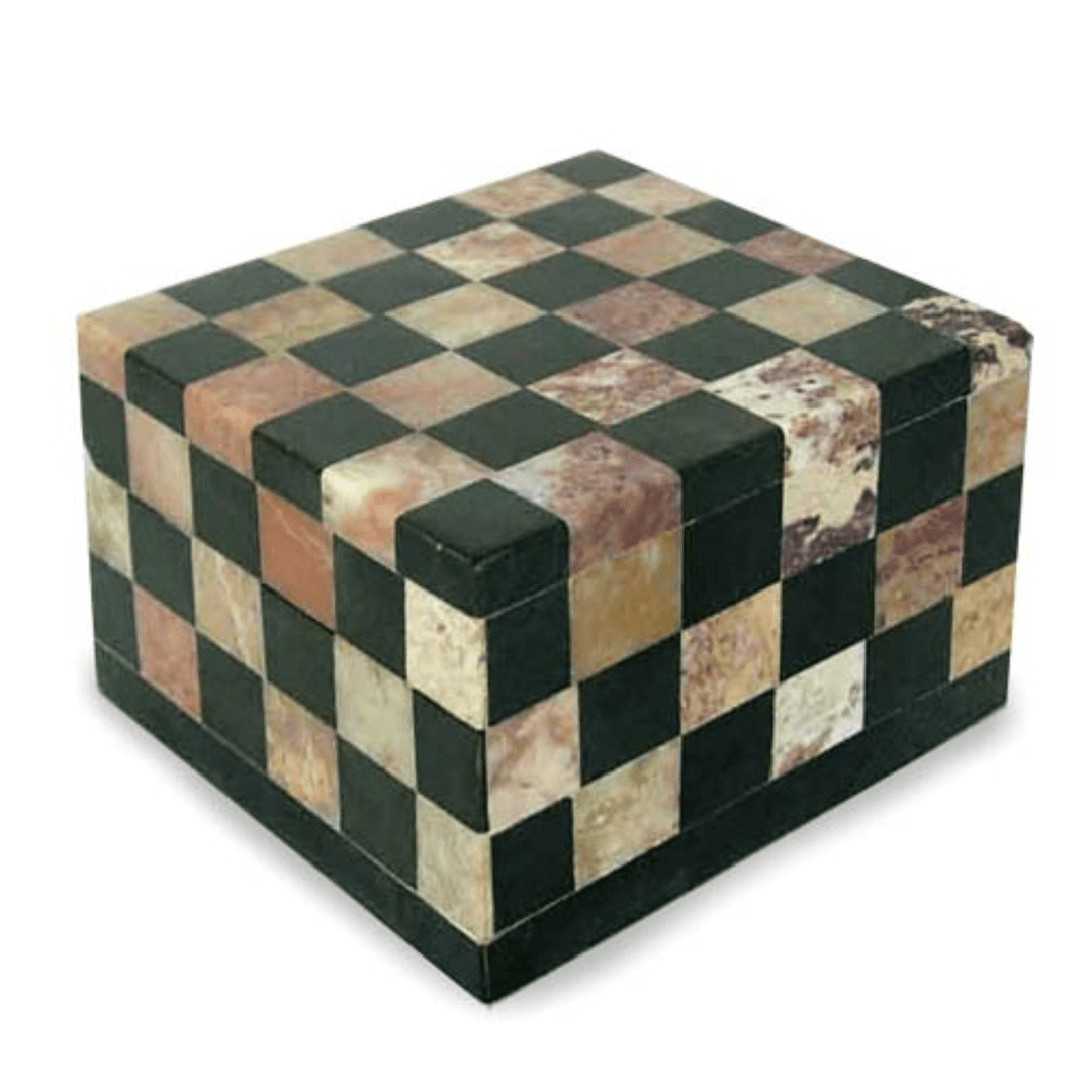 Checkered Soapstone Jewelry Box (Medium) - Checkmate