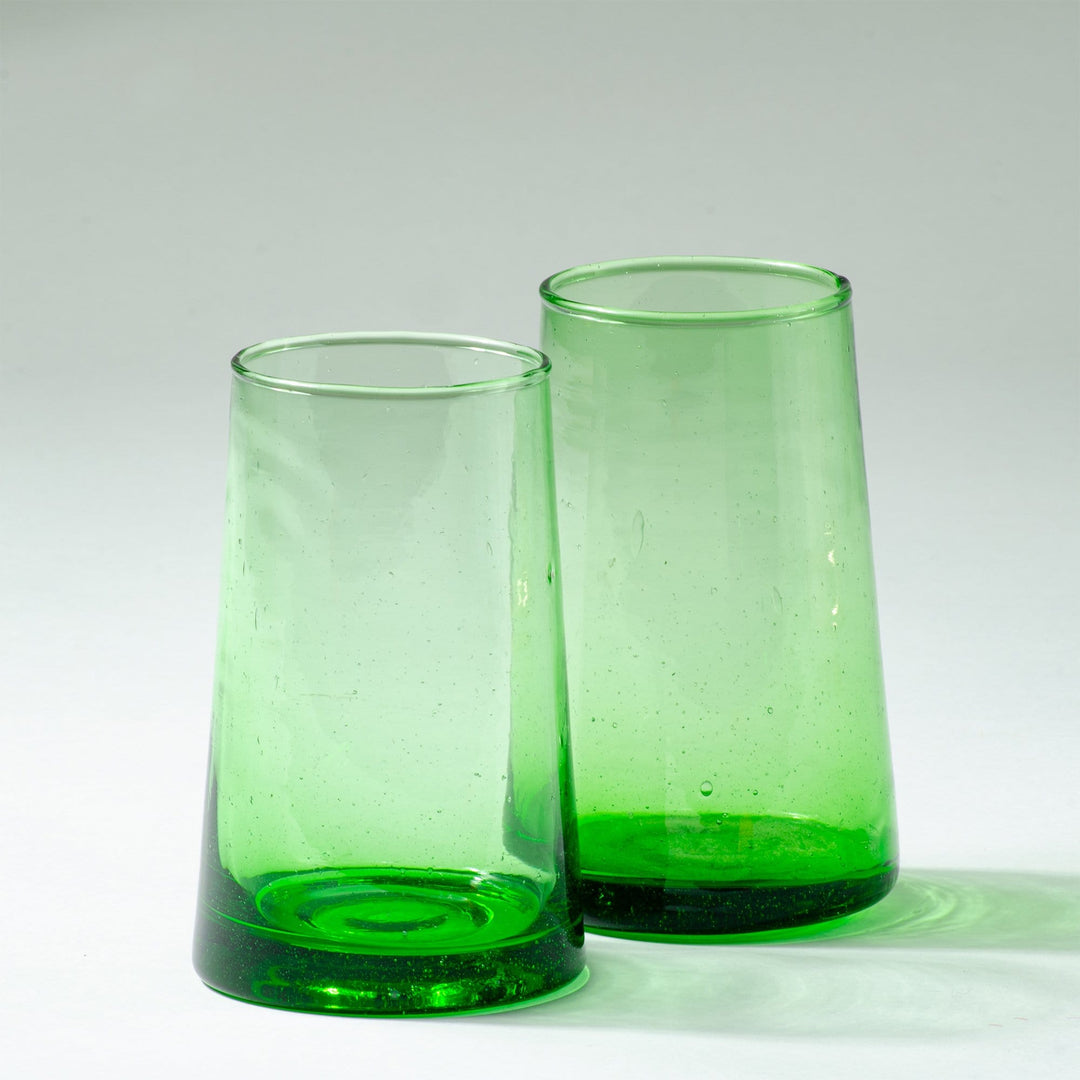 Tall Flared Drinking Glass - Green - Single