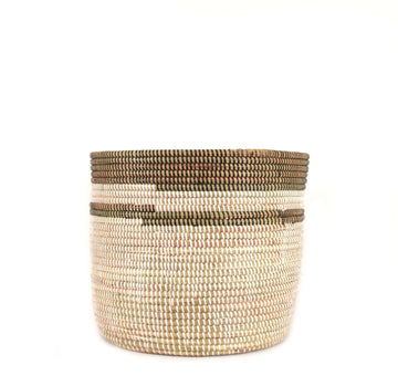 Senegalese Large Basket Planter - Black Stripe