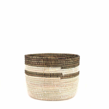 Senegalese Medium Basket Planter - Black Stripe